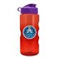 a transparent red bottle & violet lid mini mountain 22 oz tritan(tm) sports bottle with flip lid and digital imprint
