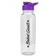 aerial view a clear bottle & violet lid the outdoorsman - 24 oz tritan(tm) bottle with drink thru lid, image 1 of 2