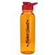 a transparent orange bottle & red lid the outdoorsman - 24 oz tritan(tm) bottle with drink thru lid