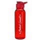 aerial view a transparent red bottle & red lid the outdoorsman - 24 oz tritan(tm) bottle with drink thru lid, image 1 of 2