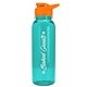a transparent teal bottle & orange lid the outdoorsman - 24 oz tritan(tm) bottle with drink thru lid