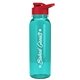 a transparent teal bottle & red lid the outdoorsman - 24 oz tritan(tm) bottle with drink thru lid