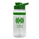a clear bottle & green lid & green grip stripe groove stripe 20 oz tritan(tm) sports bottle with drink thru lid
