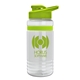 a clear bottle & lime green lid & lime green grip stripe groove stripe 20 oz tritan(tm) sports bottle with drink thru lid