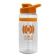a clear bottle & orange lid & orange grip stripe groove stripe 20 oz tritan(tm) sports bottle with drink thru lid