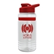 a clear bottle & red lid & red grip stripe groove stripe 20 oz tritan(tm) sports bottle with drink thru lid