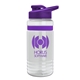a clear bottle & violet lid & violet grip stripe groove stripe 20 oz tritan(tm) sports bottle with drink thru lid