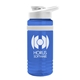a transparent blue bottle & white lid & white grip stripe groove stripe 20 oz tritan(tm) sports bottle with drink thru lid