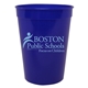 aerial view a blue 12 oz custom smooth stadium cup, image 1 of 2
