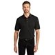 aerial view a black custom port authority pique knit polo shirt, image 1 of 6