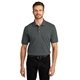 aerial view a steel grey custom port authority pique knit polo shirt, image 1 of 6