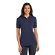 aerial view a navy port authority ladies pique knit polo shirt, image 1 of 6