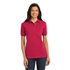 aerial view a red port authority ladies pique knit polo shirt, image 1 of 7
