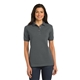 aerial view a steel grey port authority ladies pique knit polo shirt, image 1 of 6