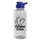 aerial view a clear bottle & royal blue lid mountaineer tritan(r) bottle with drink - thru lid - 36 oz, image 1 of 2