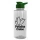aerial view a clear bottle & green lid mountaineer tritan(r) bottle with drink - thru lid - 36 oz, image 1 of 2