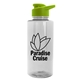 aerial view a clear bottle & lime green lid mountaineer tritan(r) bottle with drink - thru lid - 36 oz, image 1 of 2