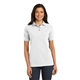 aerial view a white port authority ladies pique knit polo shirt, image 1 of 6