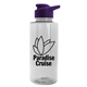 aerial view a clear bottle & violet lid mountaineer tritan(r) bottle with drink - thru lid - 36 oz, image 1 of 2