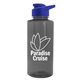 aerial view a smoke bottle & royal blue lid mountaineer tritan(r) bottle with drink - thru lid - 36 oz, image 1 of 2
