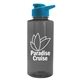 aerial view a smoke bottle & cyan lid mountaineer tritan(r) bottle with drink - thru lid - 36 oz, image 1 of 2