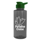 aerial view a smoke bottle & green lid mountaineer tritan(r) bottle with drink - thru lid - 36 oz, image 1 of 2