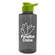 aerial view a smoke bottle & lime green lid mountaineer tritan(r) bottle with drink - thru lid - 36 oz, image 1 of 2