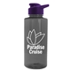 aerial view a smoke bottle & violet lid mountaineer tritan(r) bottle with drink - thru lid - 36 oz, image 1 of 2