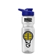 a clear bottle & blue lid champion - 28 oz transparent bottle with drink thru lid