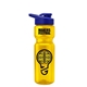 a yellow bottle & blue lid champion - 28 oz transparent bottle with drink thru lid