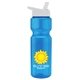 a blue bottle & white lid champion - 28 oz transparent bottle with flip straw lid and digital imprint