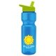 a blue bottle & lime-green lid champion - 28 oz transparent bottle with flip straw lid and digital imprint