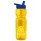 a yellow bottle & blue lid champion - 28 oz transparent bottle with flip straw lid and digital imprint