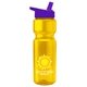 a yellow bottle & violet lid champion - 28 oz transparent bottle with flip straw lid and digital imprint