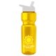 aerial view a yellow bottle & white lid champion - 28 oz transparent bottle with flip straw lid and digital imprint, image 1 of 2