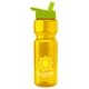 a yellow bottle & lime-green lid champion - 28 oz transparent bottle with flip straw lid and digital imprint