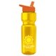 a yellow bottle & orange lid champion - 28 oz transparent bottle with flip straw lid and digital imprint