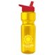 a yellow bottle & red lid champion - 28 oz transparent bottle with flip straw lid and digital imprint