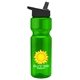 a green bottle & black lid champion - 28 oz transparent bottle with flip straw lid and digital imprint