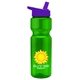 a green bottle & violet lid champion - 28 oz transparent bottle with flip straw lid and digital imprint