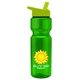 a green bottle & lime-green lid champion - 28 oz transparent bottle with flip straw lid and digital imprint