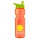 a orange bottle & lime-green lid champion - 28 oz transparent bottle with flip straw lid and digital imprint