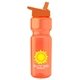 aerial view a orange bottle & orange lid champion - 28 oz transparent bottle with flip straw lid and digital imprint, image 1 of 2