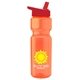 a orange bottle & red lid champion - 28 oz transparent bottle with flip straw lid and digital imprint