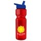 a red bottle & blue lid champion - 28 oz transparent bottle with flip straw lid and digital imprint