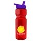 a red bottle & violet lid champion - 28 oz transparent bottle with flip straw lid and digital imprint