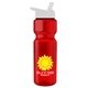 a red bottle & white lid champion - 28 oz transparent bottle with flip straw lid and digital imprint