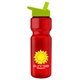 a red bottle & lime-green lid champion - 28 oz transparent bottle with flip straw lid and digital imprint