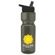 aerial view a smoke bottle & black lid champion - 28 oz transparent bottle with flip straw lid and digital imprint, image 1 of 2