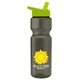a smoke bottle & lime-green lid champion - 28 oz transparent bottle with flip straw lid and digital imprint